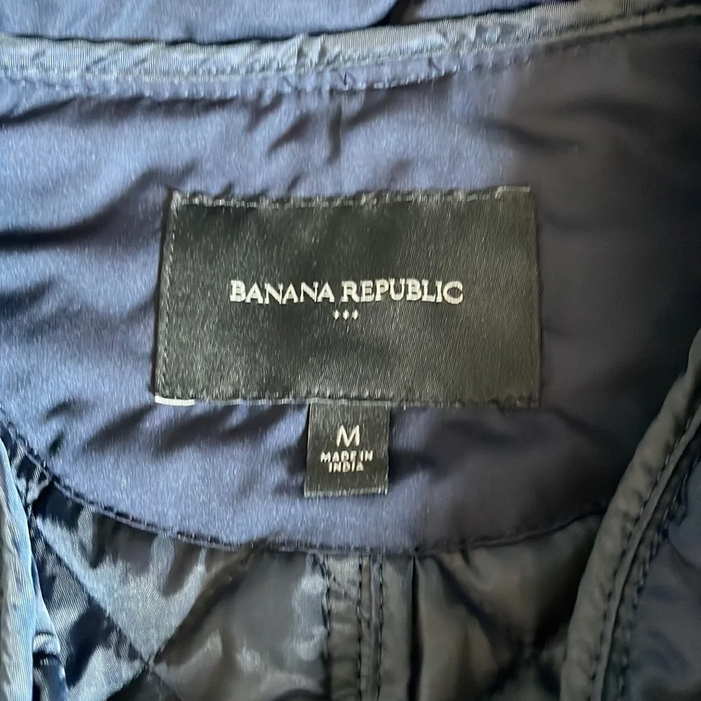Banana Republic Jacket Womens M Navy Blue Quilted Sporty Zip Up - Picture 2 of 4